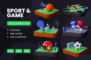 Deporte y juego Paquete de Icon 3D