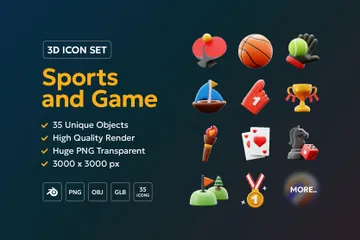 Deportes y juego Paquete de Icon 3D