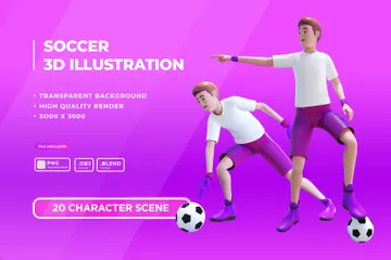 Deportista de fútbol Paquete de Illustration 3D