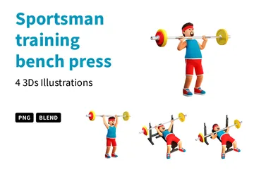 Press de banca de entrenamiento deportista Paquete de Illustration 3D