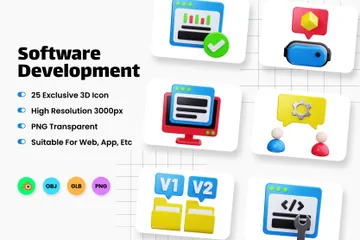 Desarrollo de software 3D Icon Pack