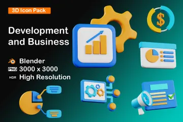 Desarrollo y Negocios Paquete de Icon 3D
