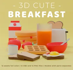 Desayuno Paquete de Illustration 3D