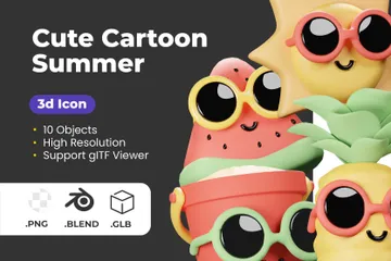 Desenho animado de verão Pacote de Icon 3D