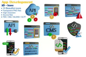 Desenvolvimento de aplicativos Pacote de Icon 3D