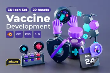 Desenvolvimento de vacinas Pacote de Icon 3D