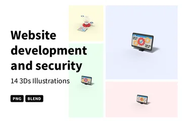 Desenvolvimento e segurança de sites Pacote de Icon 3D