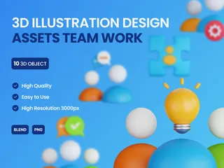 Design-Assets – Teamarbeit 3D Icon Pack