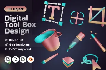Design de caixa de ferramentas digital Pacote de Icon 3D