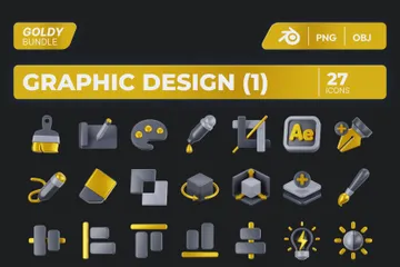 Design Gráfico Parte 1 Pacote de Icon 3D