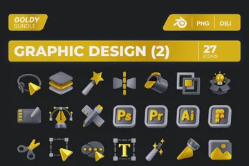 Design Gráfico Parte 2 Pacote de Icon 3D