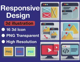 Design responsivo Pacote de Icon 3D