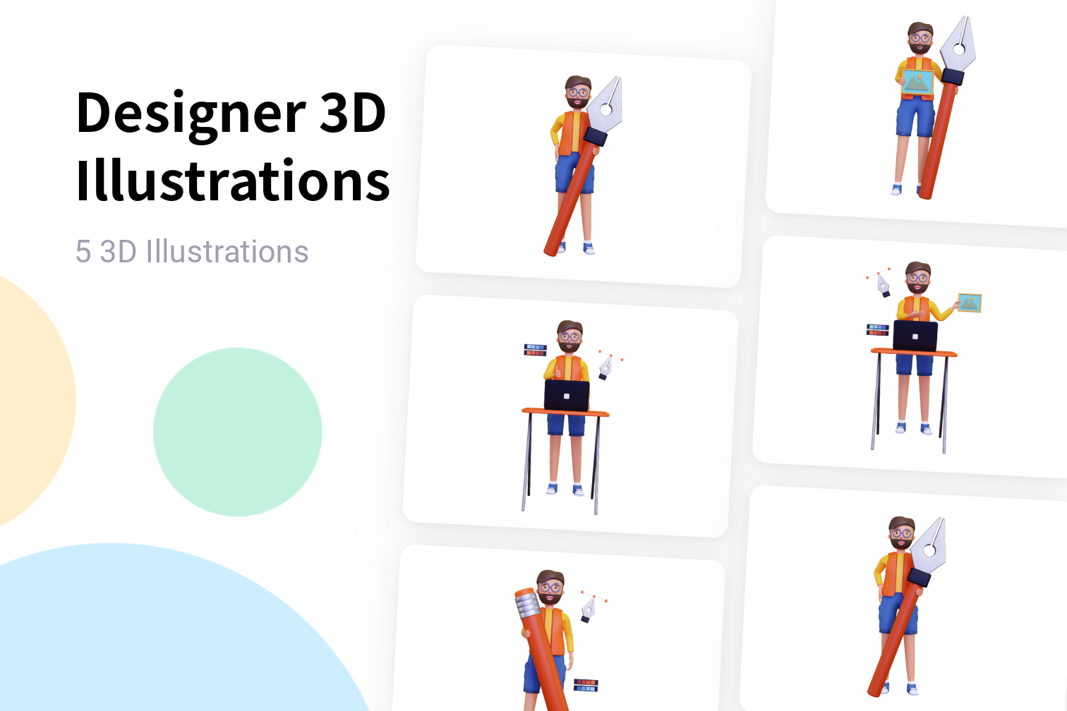 Designer 3D Illustration Pack - 5 Free Download Design & Development 3D ...