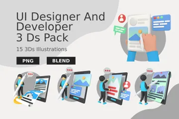 UI Designer e Desenvolvedorx Pacote de Illustration 3D