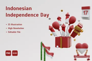 Día de la Independencia de Indonesia Paquete de Icon 3D