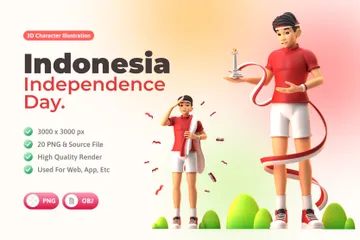 Día de la Independencia de Indonesia Paquete de Illustration 3D