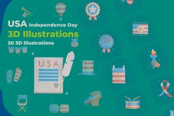 Día de la Independencia de Estados Unidos Paquete de Illustration 3D