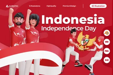 Día de la Independencia de Indonesia Paquete de Illustration 3D