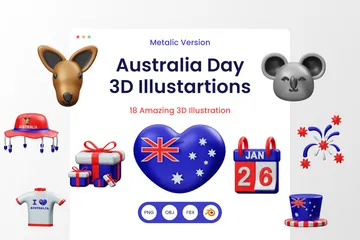 Dia australiano Paquete de Illustration 3D