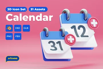 Dia do calendário Pacote de Icon 3D