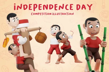 Dia da Independência, 17 de agosto Pacote de Illustration 3D