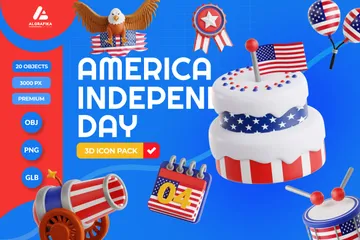 Dia da Independência da América Pacote de Icon 3D