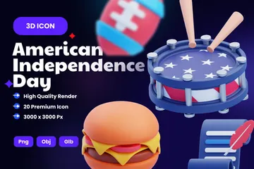 Dia da Independência Americana Pacote de Icon 3D