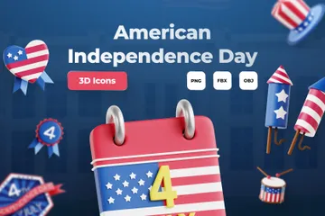 Dia da Independência Americana Pacote de Icon 3D