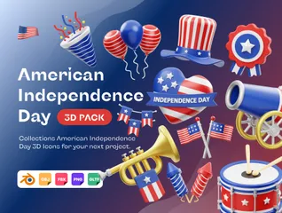 Dia da Independência Americana Pacote de Icon 3D