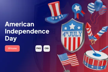 Dia da Independência Americana Pacote de Icon 3D