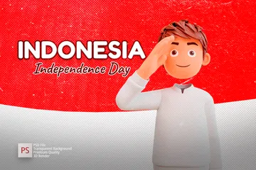 Free Dia da Independência da Indonésia Pacote de Illustration 3D