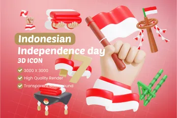 Dia da Independência da Indonésia Pacote de Icon 3D