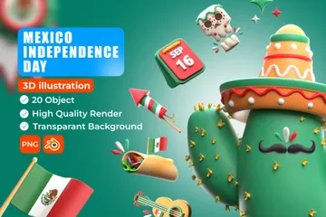Dia da Independência do México Pacote de Icon 3D