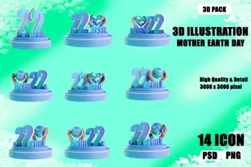 Dia da Mãe Terra Pacote de Illustration 3D