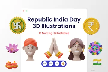 Dia da República da Índia Pacote de Illustration 3D