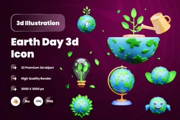 Dia da Terra Pacote de Icon 3D