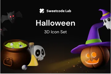 Conjunto de ícones 3D de Halloween Pacote de Icon 3D