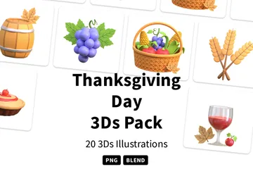 Dia de ação de graças Pacote de Icon 3D