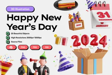 Día de Año Nuevo Paquete de Icon 3D