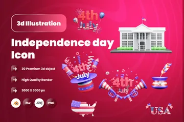 Día de la Independencia Paquete de Icon 3D