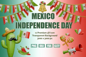 Día de la Independencia de México 16 de septiembre Paquete de Icon 3D