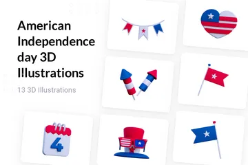 Día de la Independencia Americana Paquete de Illustration 3D