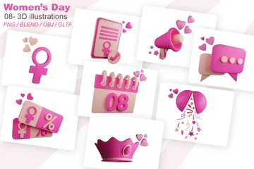 Dia de la mujer 3D Icon Pack