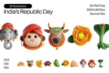 Día de la República de la India Paquete de Icon 3D