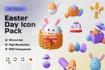 Dia de Páscoa Pacote de Icon 3D