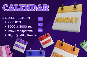 Dia del calendario Paquete de Icon 3D