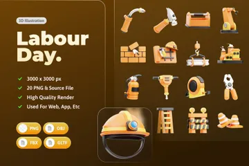 Día del Trabajo Paquete de Icon 3D