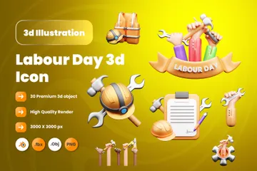 Día del Trabajo Paquete de Icon 3D