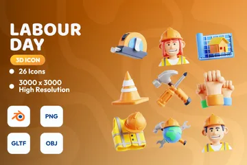 Día del Trabajo Paquete de Icon 3D