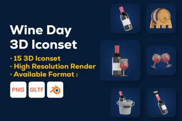 Dia del vino Paquete de Icon 3D